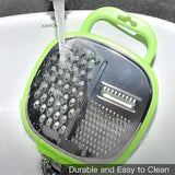 3-in-1 Cheese Grater with Storage Container, 3 Blades, Non-Stick Coating, Fruit & Vegetable Slicer Peeler-1Pc