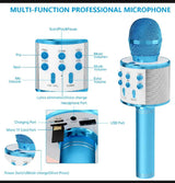 Kids Microphone for Singing, Wireless Bluetooth Karaoke Microphone for Adults, Portable Handheld Karaoke Machine, Toys for Boys and Girls Gift for Birthday Party