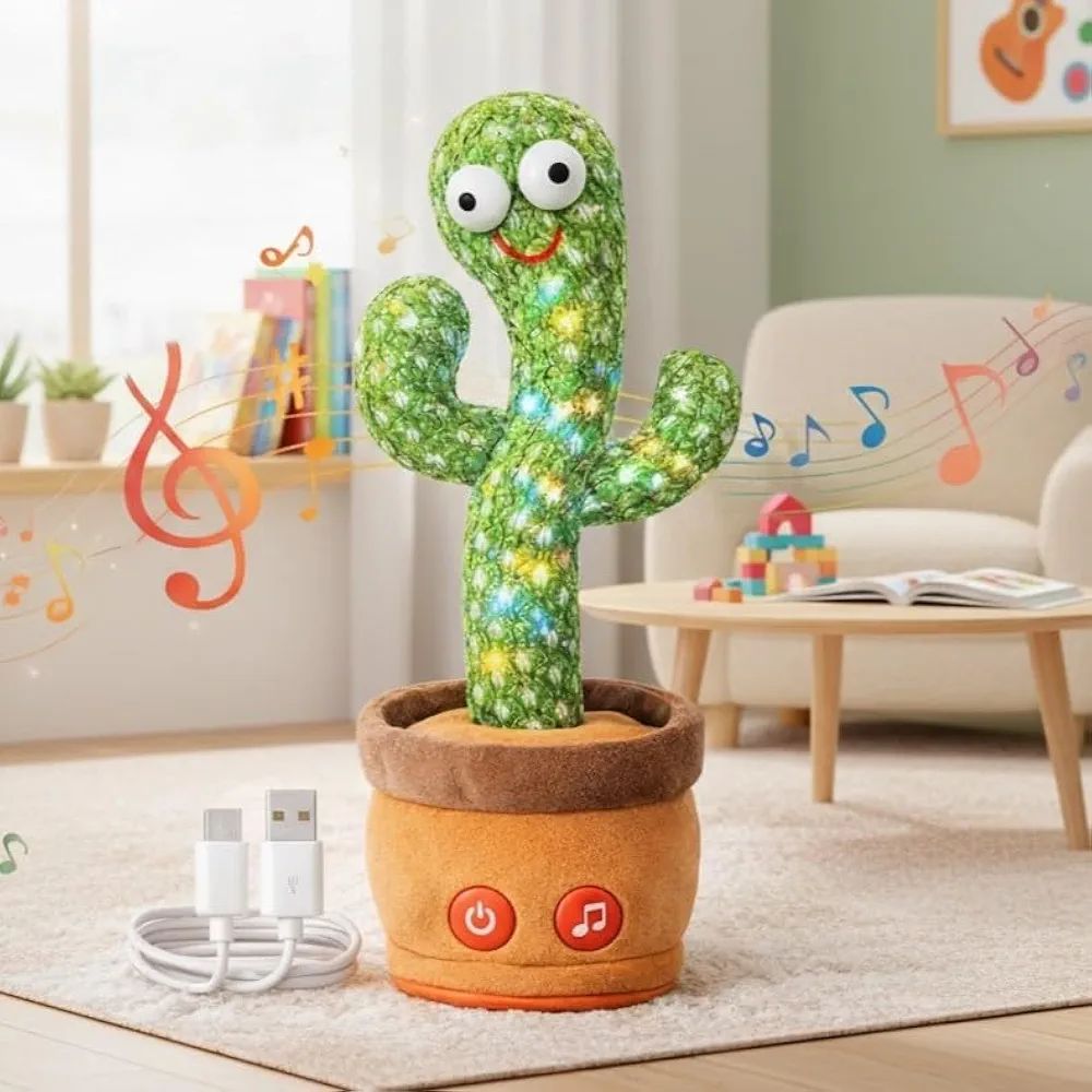 Dancing Talking Cactus Toy – Rechargeable Interactive Musical Plush (With BOX)