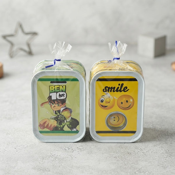 Metal Storage Container – Kids Coin Box & Secure Savings Bank Tin (Smile or Ben 10)