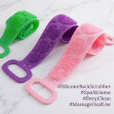Silicone Back Scrubber Body Brush – Dual-Sided Exfoliating Shower & Massage Strap (random color) SIZE 31 INCH