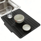 Premium Silicone Sink Drying Mat With Drain Spout - Kitchen Accessory Designed For Dish Drying And Water Drainage Maintenance Routine