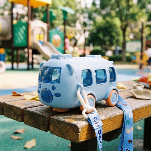 Kids Bus Shaped Water Bottle with Carry Strap - 500ml