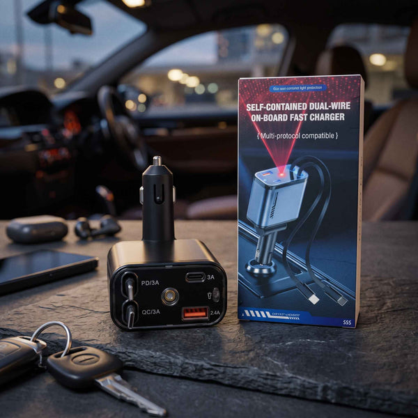 5 in 1 Self-Contained Dual-Wire On-Board Car Fast Charger