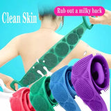 Single Side Silicone Bath Towel Scrubber – Soft Body Cleaning Brush - 27 inch (Random Color)