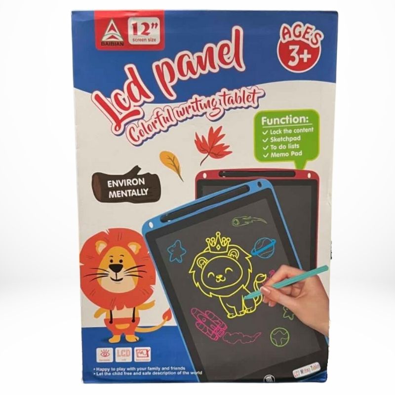 12-Inch Multi-Color LCD Writing Tablet | Top Quality | Reusable Drawing & Note-Taking Tool for Kids | Random Colors