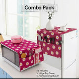 Microwave Oven & Refrigerator Top Cover Combo Pack – Dust-Proof Kitchen Appliance Protectors with Storage Pockets - Random color