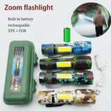 Portable XPE+COB LED Flashlight with Protective Case