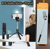 R1S Premium 3-in-1 Extendable Selfie Stick Tripod with Wireless Bluetooth Remote – Portable Phone Stand for TikTok, Vlogging, Live Streaming & Group Selfies | Universal iPhone & Android Holder