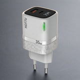 HOTTU FC11 35W Full Protocol Super Fast Charger – USB-C PD & USB-A QC 3.0 Dual Port Wall Charger