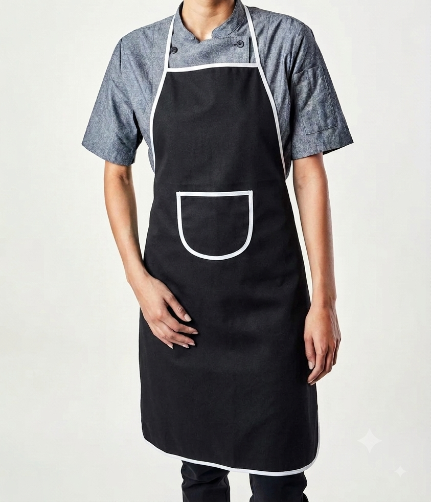12 Pcs Classic Professional Parachute Cloth Kitchen Apron with Pocket & Contrast Piping (23" x 35") | Random Color