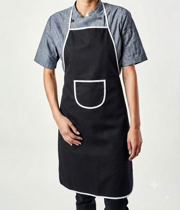 12 Pcs Classic Professional Parachute Cloth Kitchen Apron with Pocket & Contrast Piping (23" x 35") | Random Color