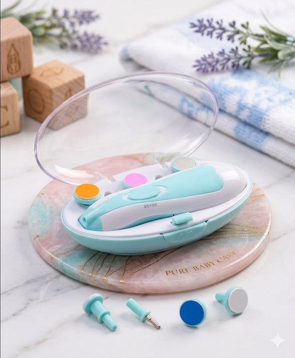 Premium 6-in-1 Baby Electric Nail Trimmer Kit – Safe, Silent & Gentle Automatic Nail Clipper for Newborns, Toddlers & Adults (Random Color)