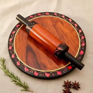 Wooden Rolling Pin and Board Set (Chakla Belan)