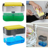 Soap Pump Dispenser & Sponge Holder for Kitchen Sink | Press-Type Dishwashing Liquid Dispenser
