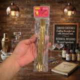 4 Pcs - Gold Straw Spoon Set With Cleaning Brush - Kitchen Accessory Designed For Dining And Daily Utility Routine