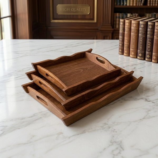 Classic Wooden Tray Set of 3
