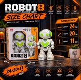 Robot 8 Remote Control Dancing Robot Toy With LED Lights, Music And Long Battery Life For Kids Ages 6+ (Random Color)