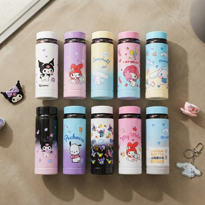 Premium Cartoon Print Stainless Steel Water Bottle – Double-Wall Vacuum Insulated Cute Character Flask - Random Color - 1000 ML