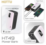 Hottu ht49 Power Stack 50000mAh 22.5w Fast Charging Bank with Built-in Cables