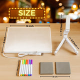LED Acrylic Writing Pad Dry Erase Board – 12x8 Inch with Tripod Stand & 7 Markers