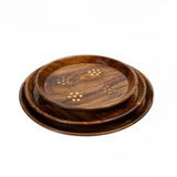 Handcrafted Wooden Brass Plates - Set of 3