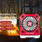 Multipurpose Rechargeable Desk & Camping Fan with LED Light, Flashlight & Power Bank