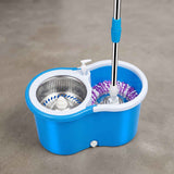 Easy Spin Magical Mop Set with Steel Bucket | 360 Degree Rotating Mop Head | Home & Office Floor Cleaning Tool