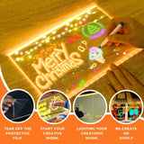 LED Acrylic Writing Pad Dry Erase Board – 12x8 Inch with Tripod Stand & 7 Markers