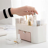 Plastic Makeup Organizer with Drawer | Desktop Cosmetics & Makeup Brush Storage Box | Office & Stationery Organizer
