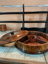 Beautiful Wooden Dry Fruit Pot With A Glass Top Lid