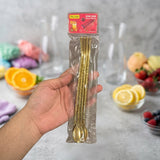 4 Pcs - Gold Straw Spoon Set With Cleaning Brush - Kitchen Accessory Designed For Dining And Daily Utility Routine