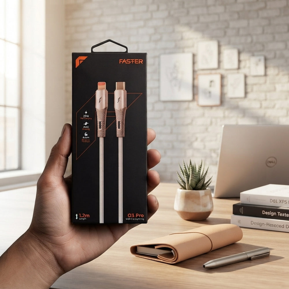 Faster O3 Pro USB-C to Lightning Cable - White
