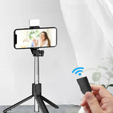 R1S 3-in-1 Selfie Stick Tripod with LED Light & Bluetooth Remote