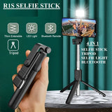 R1S Premium 3-in-1 Extendable Selfie Stick Tripod with Wireless Bluetooth Remote – Portable Phone Stand for TikTok, Vlogging, Live Streaming & Group Selfies | Universal iPhone & Android Holder