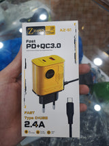 Zarin AZ-51 Fast Charger PD + QC 3.0 Type C + USB