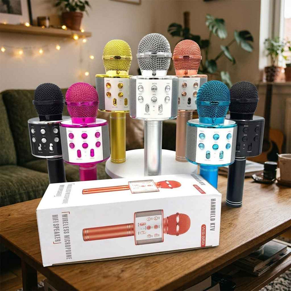 WS-858 Wireless Bluetooth Karaoke Microphone With Integrated Speaker Rechargeable Battery | Random Color