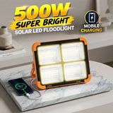 Super Bright 500W Solar Floodlight | Rechargeable LED Camping Light with Mobile Charging | Emergency Lantern & Powerful Outdoor Work Lamp