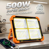 Super Bright 500W Solar Floodlight | Rechargeable LED Camping Light with Mobile Charging | Emergency Lantern & Powerful Outdoor Work Lamp