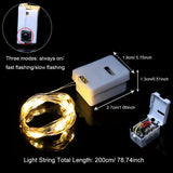 1 Pcs Battery Operated Mini Chili Mili LED Light With Flashing Modes Copper Wire Fairy Lights for Mirror Gift Decoration Home Decore