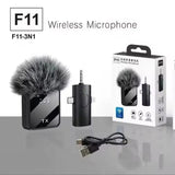 F11 Dual Wireless Lavalier Microphone System with 3-in-1 Universal Receiver
