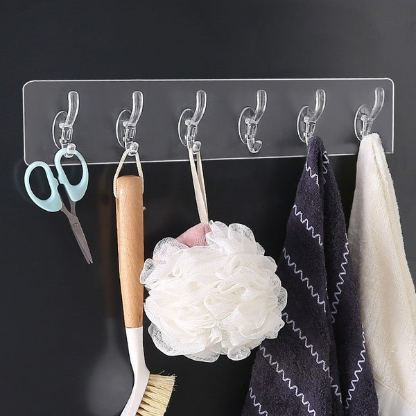 Seamless Heavy Duty Sticky Hooks | Double-Sided Adhesive | Transparent Waterproof Wall Hangers | Bathroom & Kitchen - Pack of 1