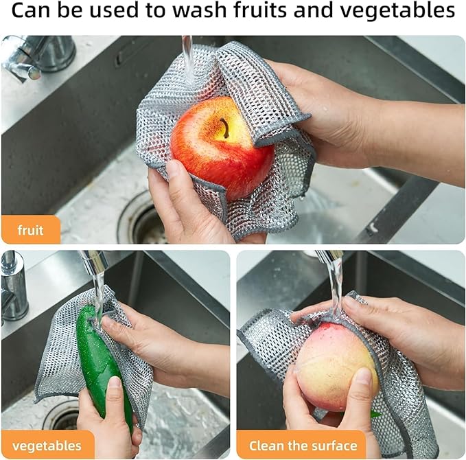 (Pack Of 10) Dish washing Cleaning cloth | Wire Dish washing Rugs for Kitchen Dishes