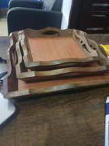 Classic Wooden Tray Set of 3