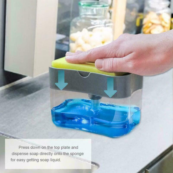 2-in-1 Kitchen Soap Dispenser With Sponge | Soap Pump Holder | Kitchen Dishwashing Soap Holder | Soap Pump Dispenser