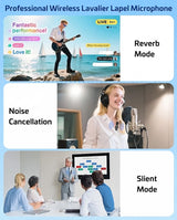 K11 Dual Wireless Lavalier Microphone for iPhone & Android – Dual Clip-On Bluetooth Mic, 2-Person Wireless Microphone with Reverb, Noise Reduction, Clear Sound for TikTok, YouTube, Vlogging, Podcast & Interviews