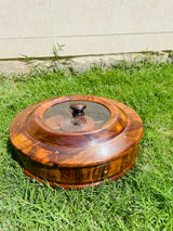 Beautiful Wooden Dry Fruit Pot With A Glass Top Lid