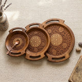 Wooden Carving Plate Bring rustic elegance and artisanal charm to your home with the Wooden Carving Plate Set of 3.