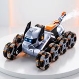 DOG Mechanical RC Stunt Car – 8 Tire Deformation, 360° Rotation, 2.4GHz Wireless Remote Control, Drift & Stunt Flip, LED Lights, Tail Spray Function