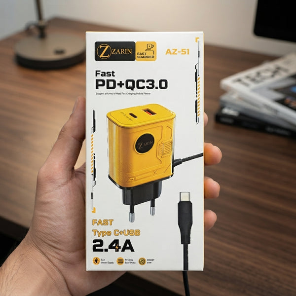 Zarin AZ-51 Fast Charger PD + QC 3.0 Type C + USB